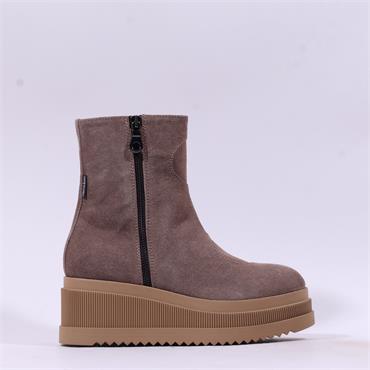 Marco Moreo Stockholm SideZip Wedge Boot - Dark Taupe Suede